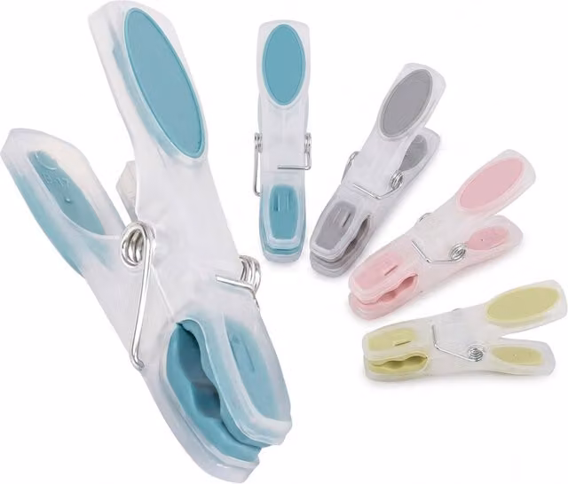 Storm Trading Group 40 Assorted Multicolour Soft Grip Plastic Laundry Clothing Clips