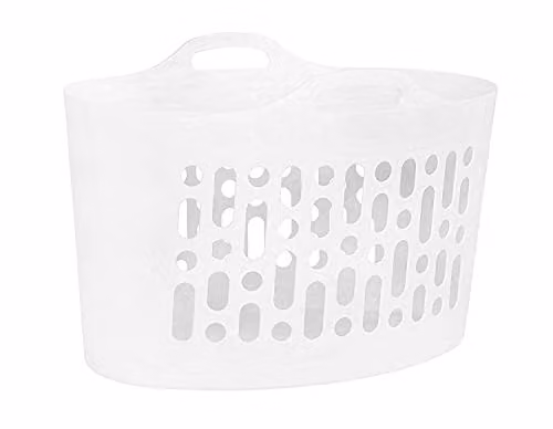 WHAM Flexi 29710 Large Laundry Basket with Handles, 50 Litres, White