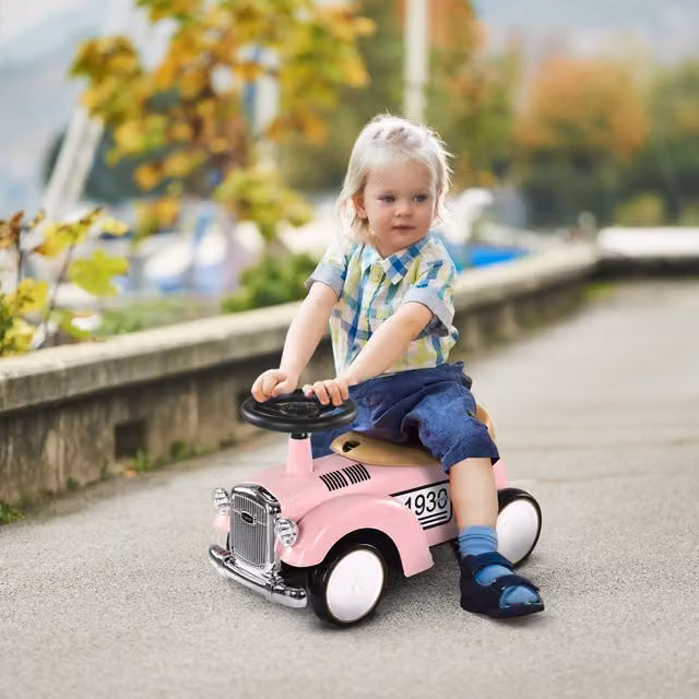AIYAPLAY Pink Ride-On Car with Light and Sound for 12-36 Months