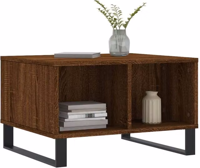 Berkfield Home Modern Coffee Table in Brown Oak, W/D/H: 60 x 50 x 36.5 cm