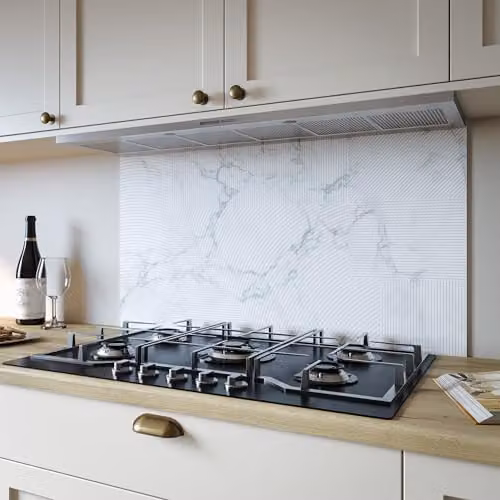 Bushboard Marble Arc Grey Stone Look Aluminium Kitchen Hob Splashback Panel, W 900 mm x H 800 mm x D 7.5 mm – 1