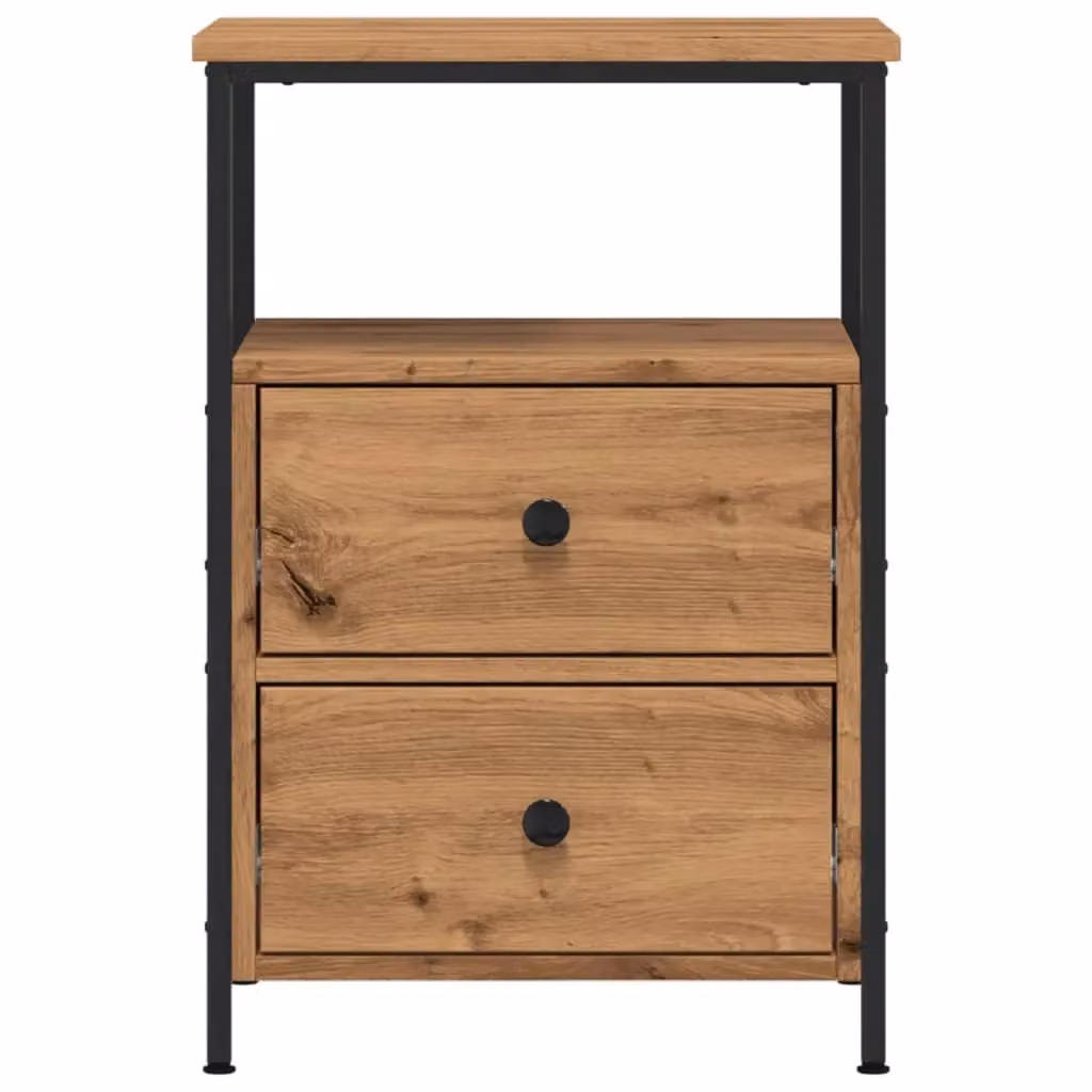 Berkfield Home Set of 2 Artisan Oak Bedside Cabinets in Brown, W/D/H: 34 x 35.5 x 50 cm – 3