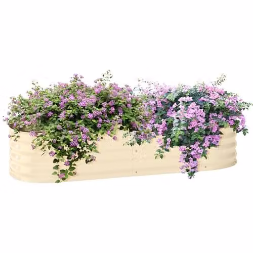 Outsunny Galvanised Steel Raised Garden Bed, White, W/D/H: 279 x 62 x 30 cm – 1