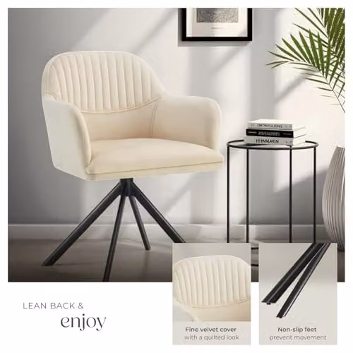 tectake Lona Set of 4 Modern Armchairs in Black – 4