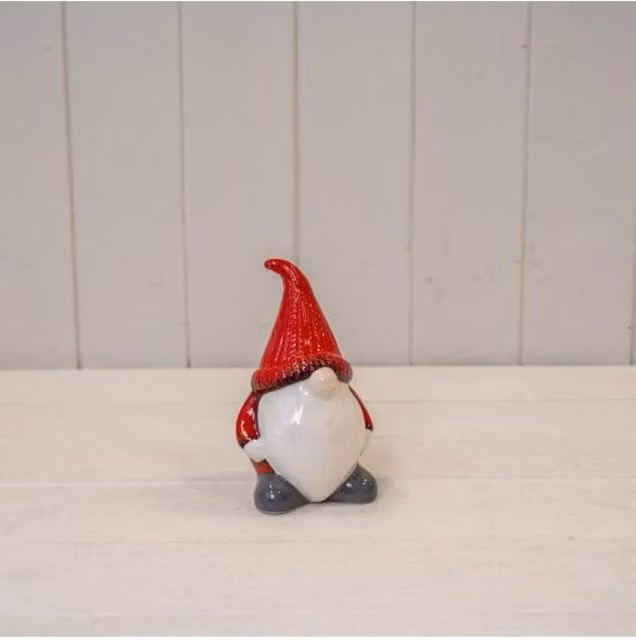 KDMD Red and White Ceramic Christmas Santa Gonk Tabletop Decoration