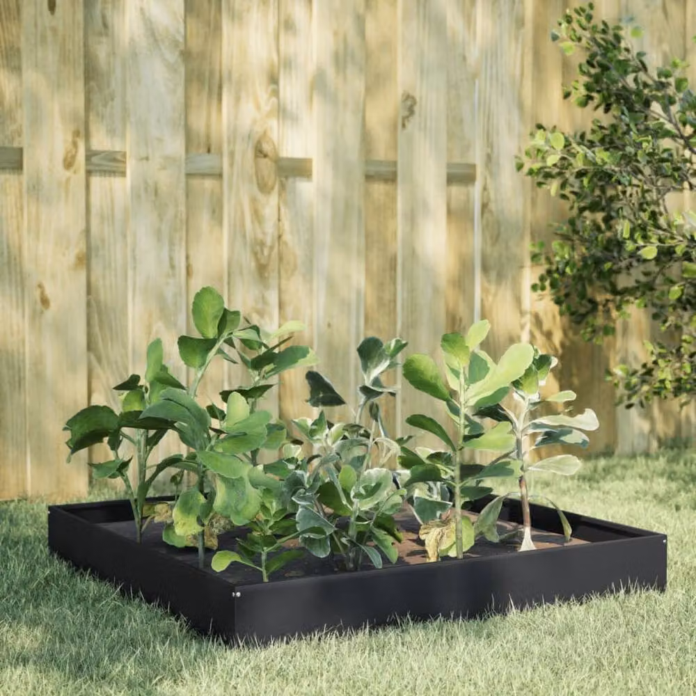 Berkfield Home Garden Black Steel Raised Bed W/D/H: 100 x 100 x 26 cm – 2