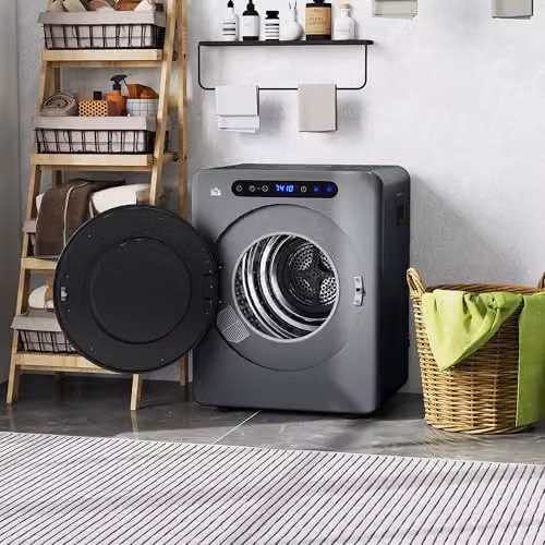 HOMCOM Vented Tumble Dryer, Grey, 5kg Wet Laundry/3kg Dry Capacity, 1000W, Front Loader, W: 61.0 cm, D: 49.0 cm, H: 85.0 cm – 9