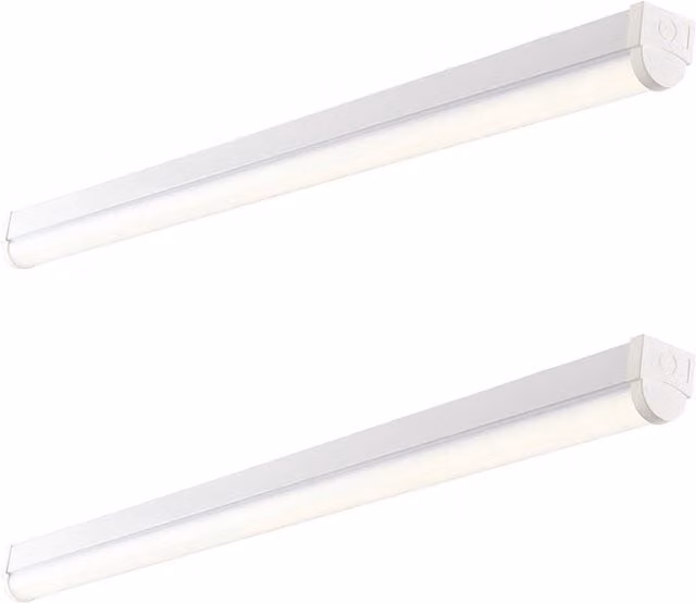 Loops 2 Pack 5ft High Lumen Emergency LED Batten Light, 65.5W, Cool White, Gloss White
