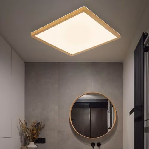 Globo Lighting LED IP44 Square Ceiling Light in Brass with 3 Light Levels, W/D/H: 29 x 29 x 2.5 cm – 2
