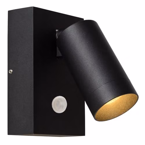 Lucide Taylor Black Aluminium Outdoor Wall Spotlight with Motion Sensor and Dimmer, IP54, GU10 – 3