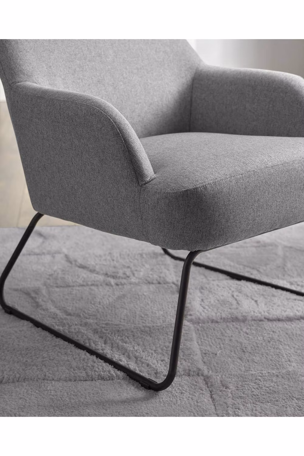 Julian Bowen Davos Grey Fabric Tub Accent Chair with Metal Frame, H80.5 x W77 x D67 cm – 5