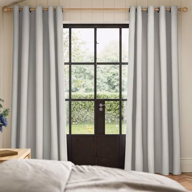 Ante Decor Lusso No Joins Made To Measure Blackout Chenille Eyelet Curtains in White