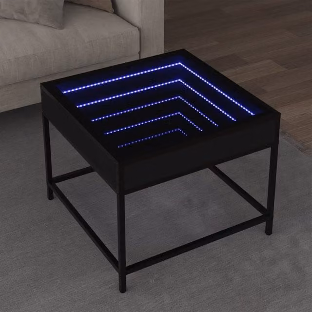 Berkfield Home Infinity LED Coffee Table in Black, W/D/H: 50 x 50 x 41 cm