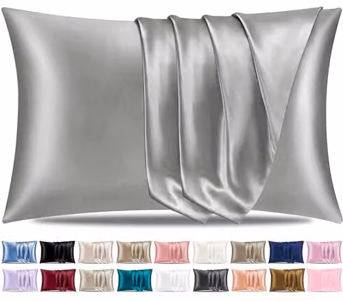 Pamposh Satin Silk Pillowcases, 2 Pack, Grey, W/D/H: 50 x 75 x 0 cm – 1