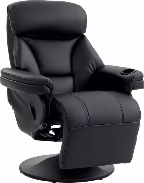 HOMCOM Black Upholstered Manual Reclining Armchair with Synthetic Leather and Metal Frame – 1