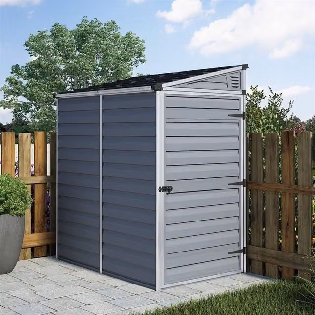 Cheshire Single Door Pent Plastic Shed with Skylight in Light Grey – 1