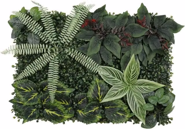 Trimming Shop Green Artificial Grass and Tropical Leaf Floral Wall Panels