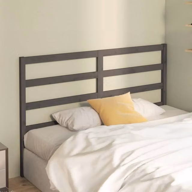 Berkfield Home Beautiful Bed Headboard in Grey Solid Pine Wood, W: 126 cm, D: 4 cm, H: 100 cm – 1