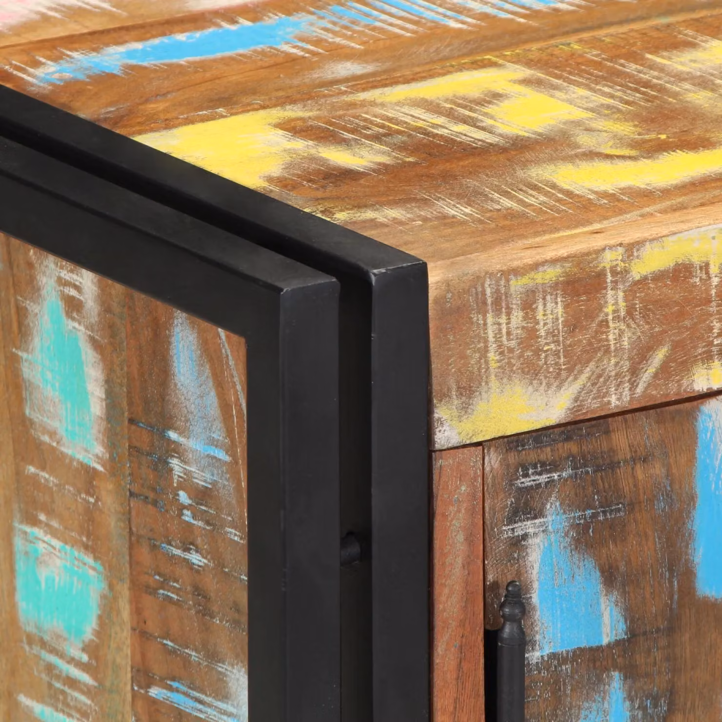 Berkfield Home Industrial Shoe Cabinet in Black and Brown, Made from Solid Reclaimed Wood and Metal, W/D/H: 30 x 30 x 90 cm – 4