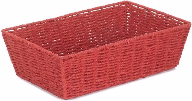 Red Hamper Rectangular Red Paper Rope Tray