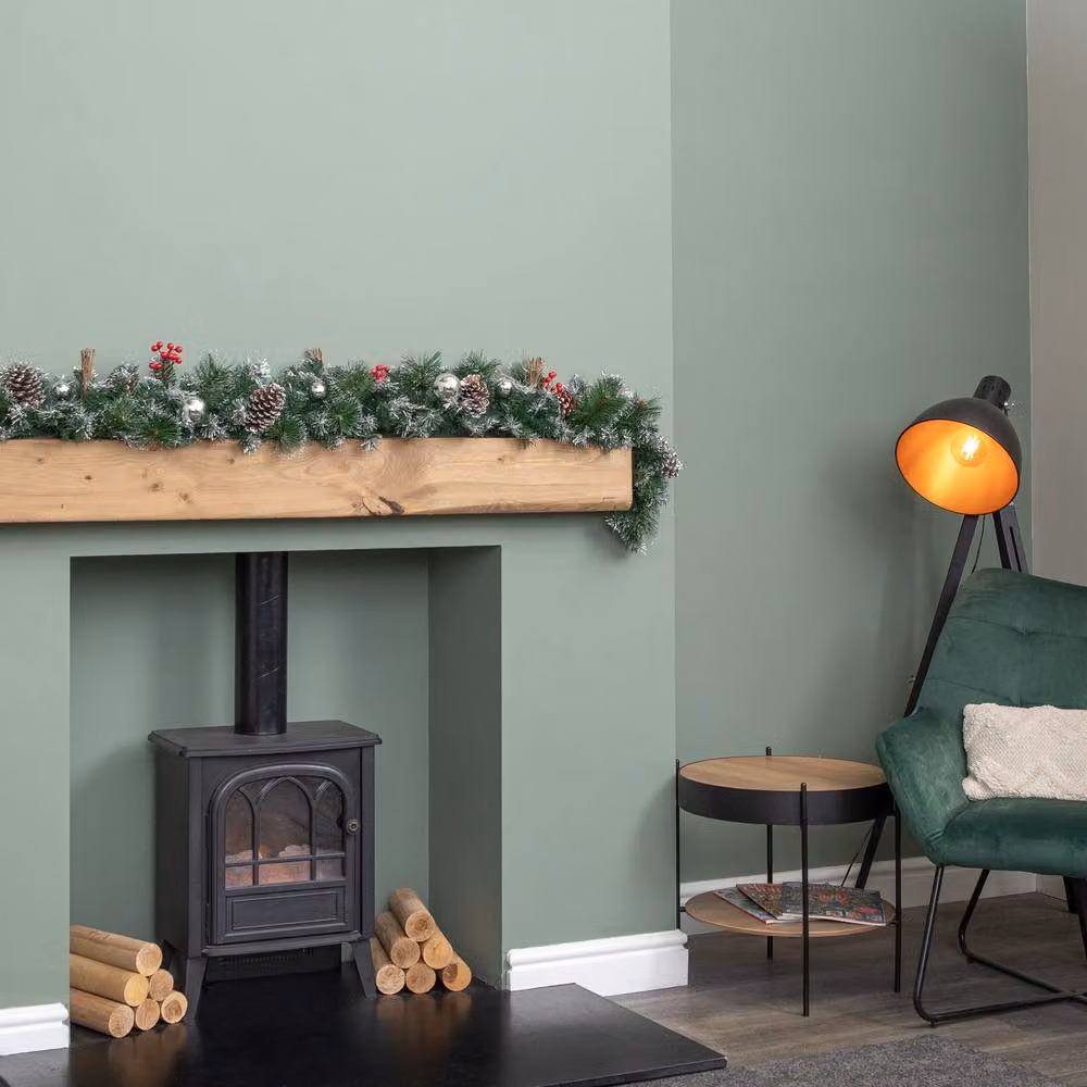 Samuel Alexander 1.8m Green Christmas Garland with Silver Baubles, Pinecones and Berries – 2