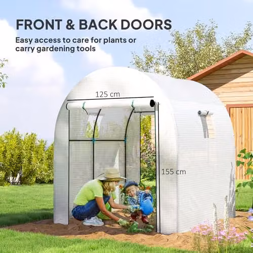 Outsunny White Polytunnel Greenhouse with Mesh Windows, W/D/H: 180 x 180 x 200 cm – 3