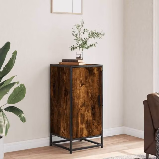 Berkfield Home Smoked Oak Sideboard in Brown, W/D/H: 35.5 x 35.5 x 76 cm