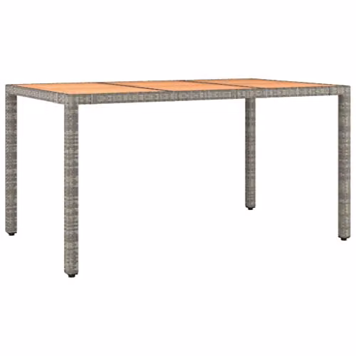 vidaXL Extendable Rectangular Garden Table with Grey Polyrattan and Acacia Wood Top – 1