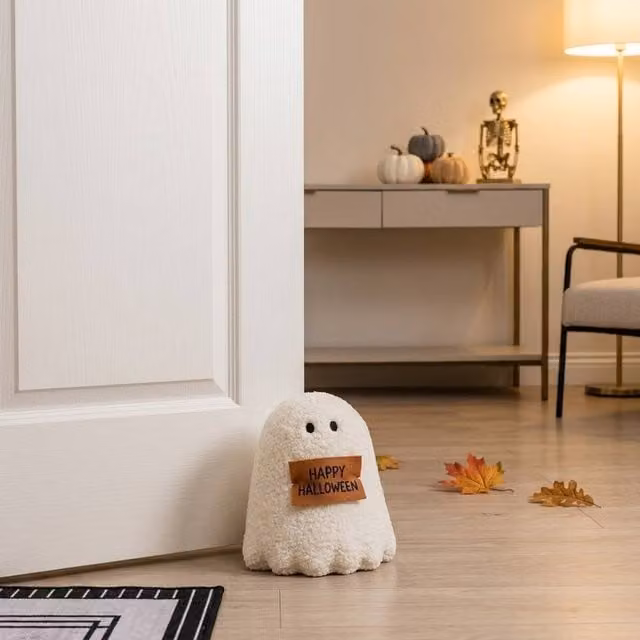 Garden Greatness Gary The Ghost Happy Halloween Door Stop in White and Multicolour
