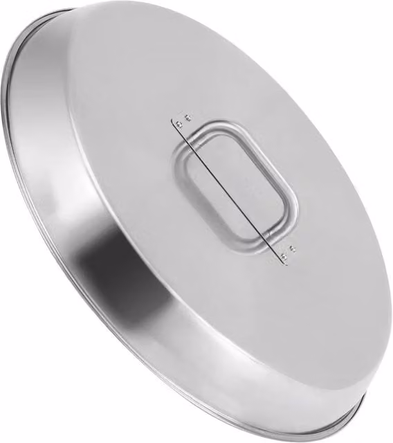VOGREX 304 Stainless Steel Round Fire Pit Cover and Spark Screen in Metallic Silver – 1