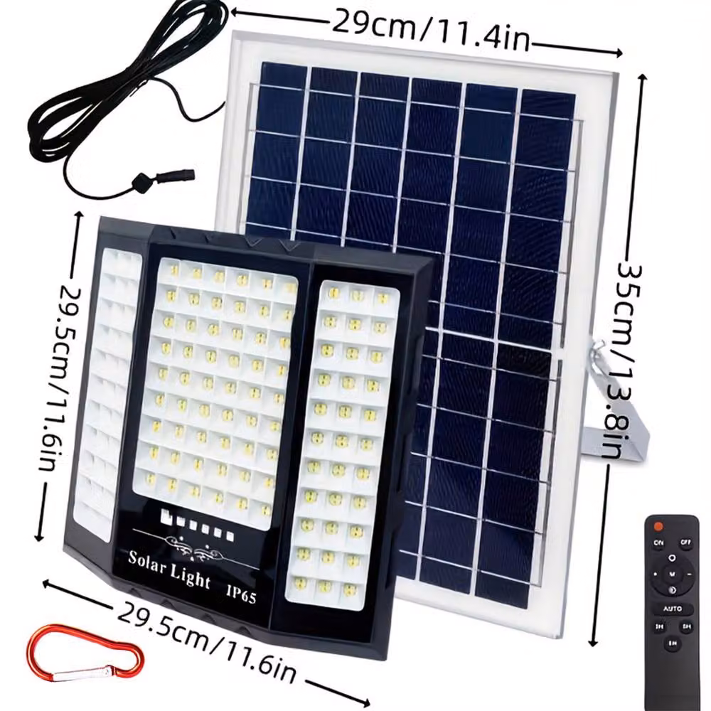 Ventryn 480 LED Solar Security Floodlight with Motion Sensor and Remote Control in Black – 2