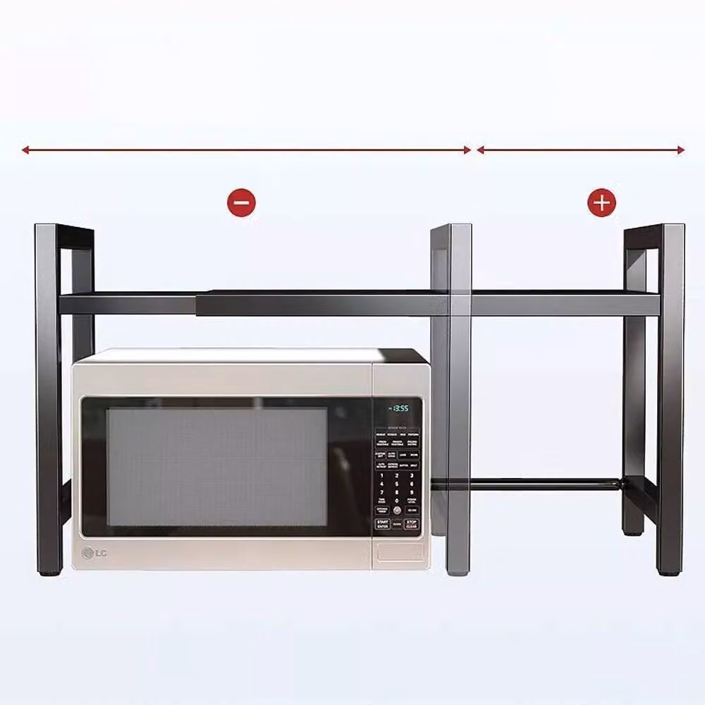 YnysTec 2 Tier Expandable Microwave Oven Rack Stand in Black – 4