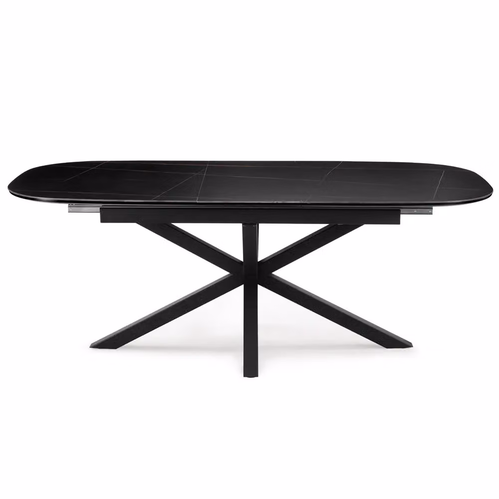Home Detail Violet Black Sintered Stone and Ceramic Extendable Rectangular Dining Table with X-Frame Base – 2