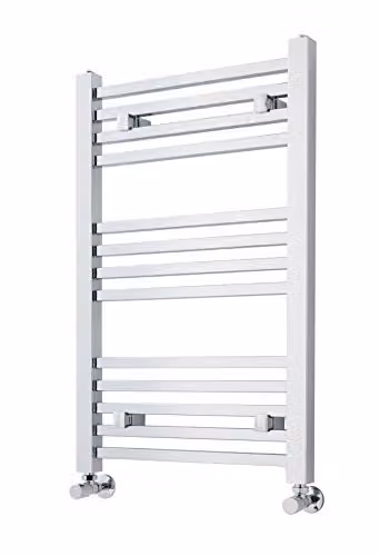 nuie MTY108 Modern Vertical Square Heated Ladder Towel Rail, Silver – 1