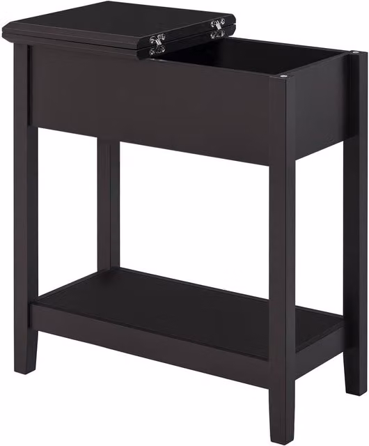 HOMCOM Retro Brown End Table with Flip Top and Storage Cabinet – 9
