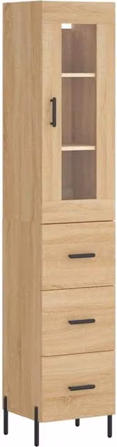 Berkfield Home Sonoma Oak Highboard in Brown, W/D/H: 34.5 x 34 x 180 cm