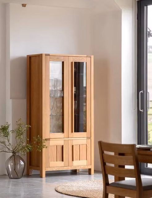 Gallery Direct Sonoma Display Cabinet in Brown Oak with Glass Doors