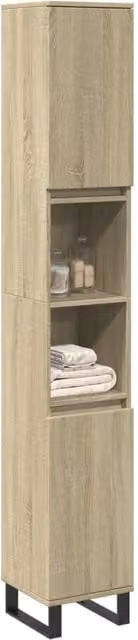 Berkfield Home Sonoma Oak Bathroom Cabinet, Brown, W/D/H: 30 x 30 x 190 cm – 1