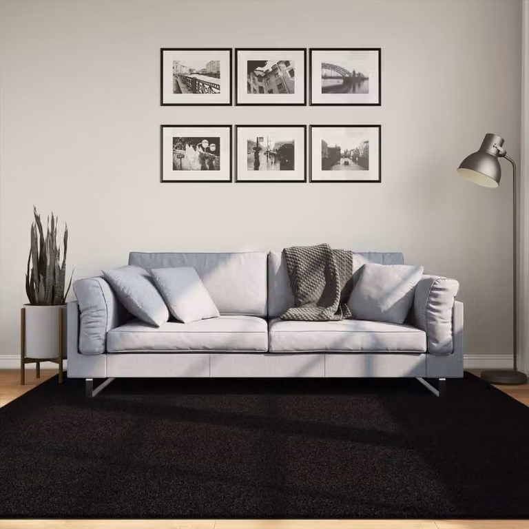 Berkfield Home HUARTE Black Short Pile Washable Square Rug, 200 x 200 cm