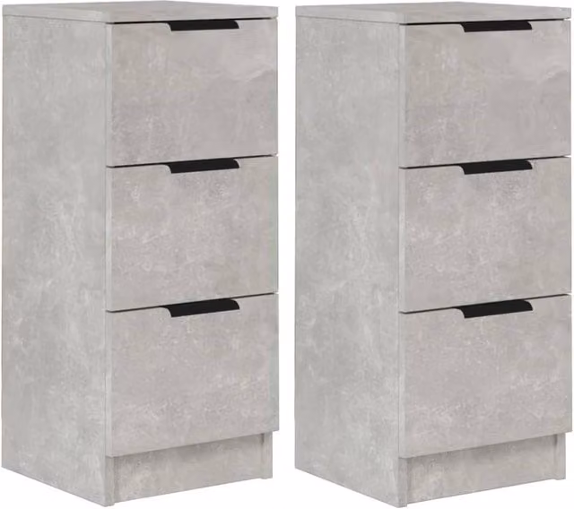 Berkfield Home Set of 2 Modern Concrete Grey Sideboards in Engineered Wood, W/D/H: 30 x 30 x 70 cm