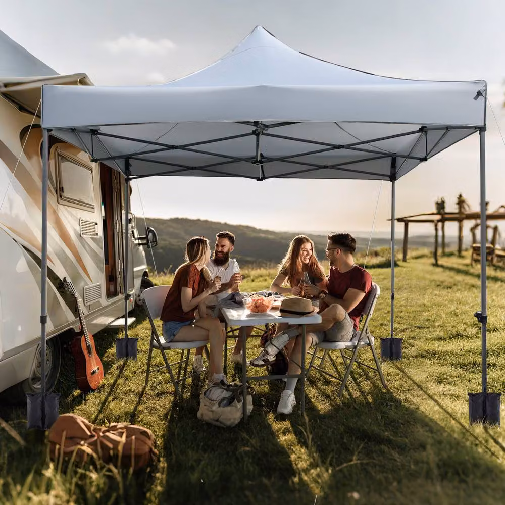 Costway Pop up Canopy Tent Gazebo Shelter in Grey, W/D: 300 x 300 cm – 6
