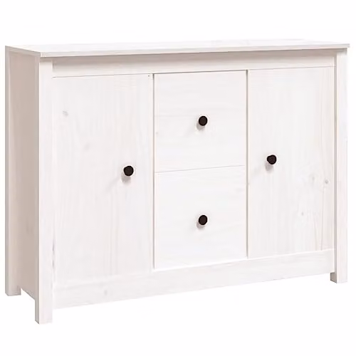 vidaXL White Solid Wood Pine Sideboard W/D/H: 100 x 35 x 74 cm