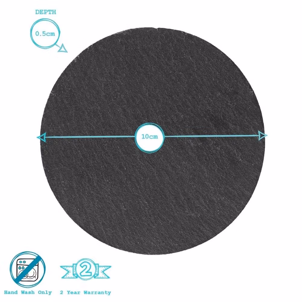 Argon Tableware Havendro 6x Linea Round Slate Coasters, Black, Diameter: 10 cm – 2