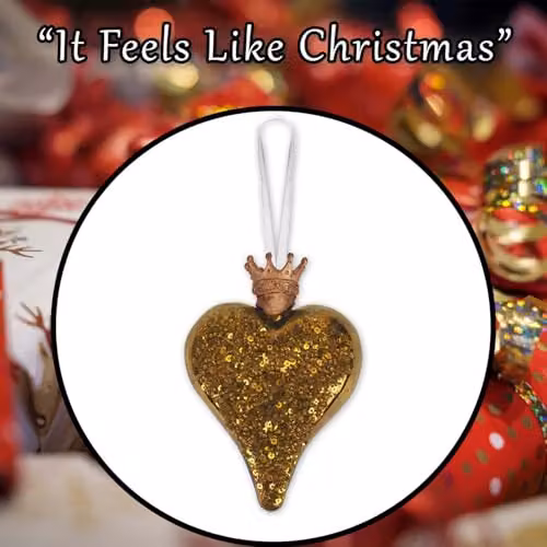 VFM e-Store Gold Christmas Hanging Heart Pendant Decoration W: 13 cm, H: 10 cm – 7