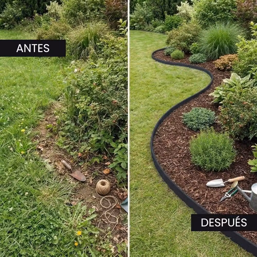 Kelvenix Black Plastic Lawn Edge Border with 30 Pegs, 10m Length – 4