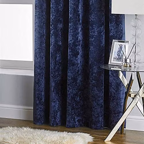 Paoletti Verona Blue Crushed Velvet Eyelet Curtain Pair, H 229 cm x W 137 cm – 4