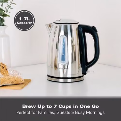 Hamilton Beach Rise Electric Kettle, 1.7 l, Polished Stainless Steel, Silver – 2