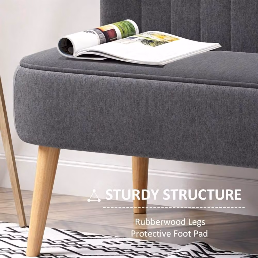STILVORA 2 Seater Grey Fabric Upholstered Sofa with Solid Wood Frame and Legs – 5