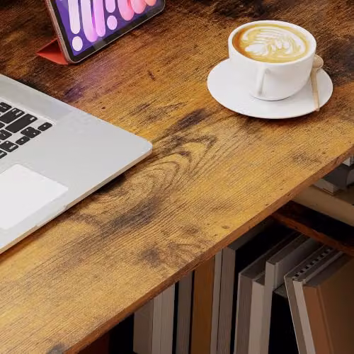 HOMCOM Modern Computer Desk in Rustic Brown Wood-Effect, W: 120 cm, D: 60 cm, H: 75 cm – 6
