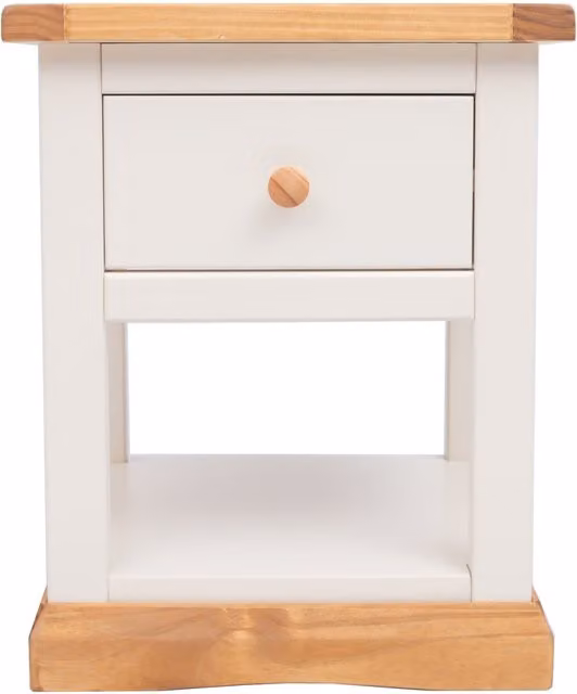 Cabinet Bits Trevi 1 Drawer Bedside Table with Shelf in White Pine Wood